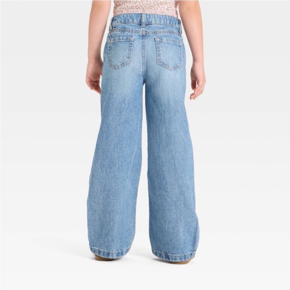 Girl’s Wide Leg Mid-Rise Jeans - Picture 2 of 3